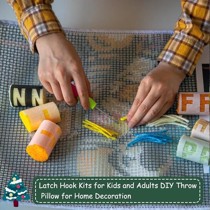 DL-YTG Latch Hook Kits Rug Extraterrestrial Crochet Yarn Cushion Colour Pre-Printed Canvas Cover Rug Needlework DIY Hook and Latch Kit Christmas Home Decoration 60X40cm/24x16 inch
