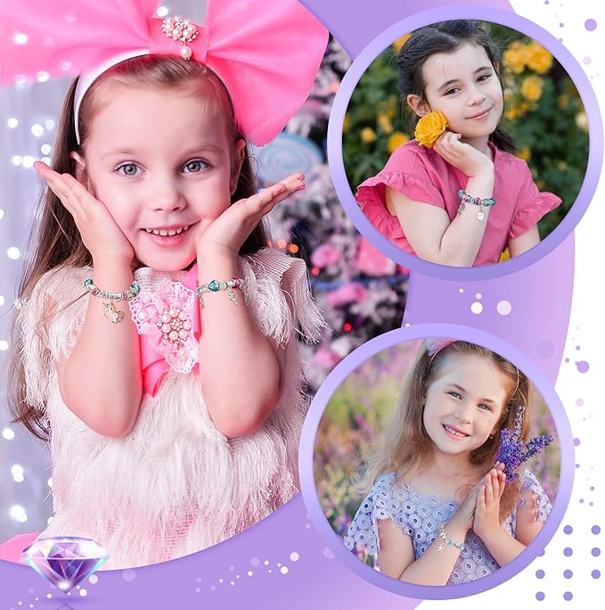 ZOOI Bracelet Making Kit for Girls, Friendship Charm Bracelet Making Kit, Arts and Crafts for Kids Girls Ages 8-12, Girl Toys Age 6-8, Jewelry Making Kit, Crafts Gifts for 6-12 Year Old Girl Purple