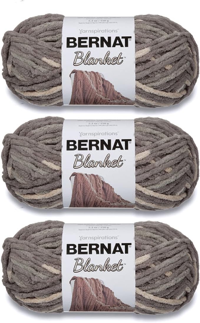 Bernat Blanket Silver Steel Yarn - 3 Pack of 150g/5.3oz - Polyester - 6 Super Bulky - 108 Yards - Knitting/Crochet