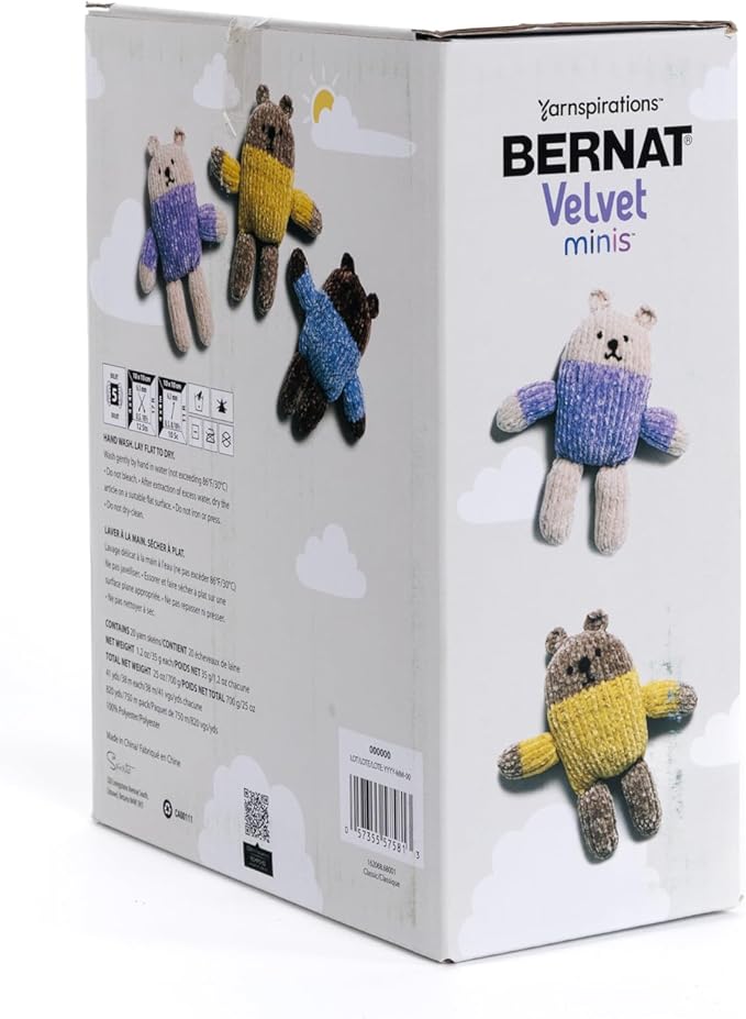 Bernat Velvet Minis Classic Yarn - 1 Pack of 700g/25oz - Polyester - #5 Bulky - 41 Yards - Knitting/Crochet