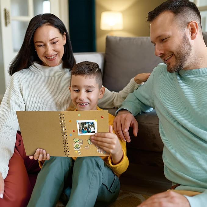 8X8 Inch DIY Scrapbook Photo Album, Kraft Blank Paper Scrap Book 40 Pages Memory Book for Wedding Family, Dark Green