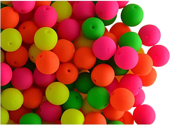 SCARA 200 pcs Czech Glass Round Beads 0.24 inches (6mm), Warm NEON (UV Active) Glass Beads for Jewelry and Bracelets Making, Beads for Bracelets, Bead kit Warm NEON Mix