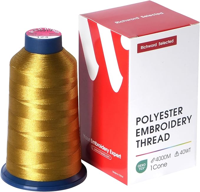Poolin Embroidery Machine Thread Richword Selected Brown 4000M 40WT Polyester Embroidery Thread – Smooth, Strong Single Spool for Home & Commercial Machines 0124