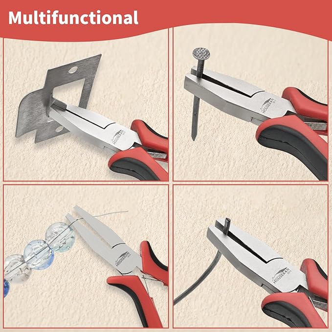 houseran flat nose pliers 5" - 5 pack, flat jaw pliers for jewelry making, diy, craft, repairing