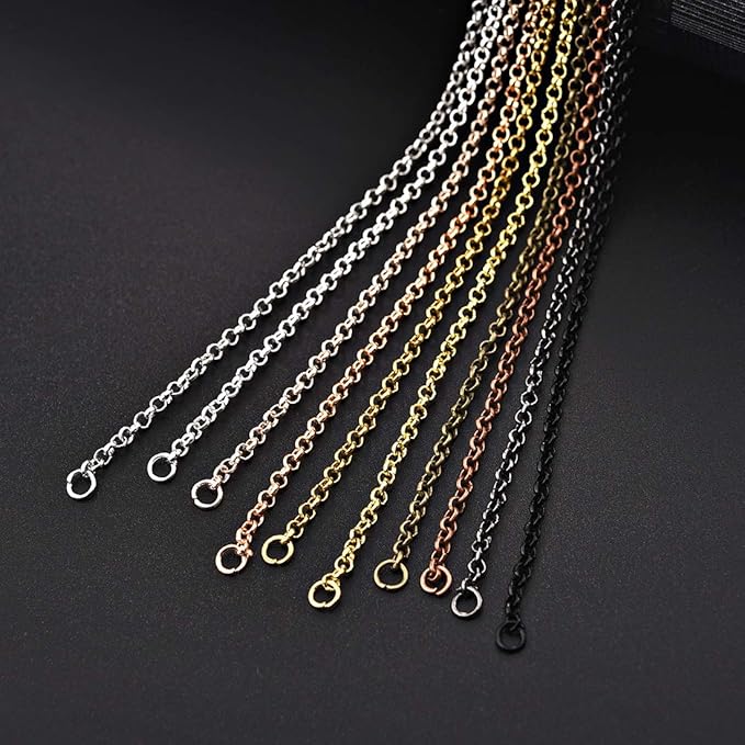 LANBEIDE 40 Packs 10 Colors Brass Necklace Chains 21 Inch Link Cable Chain Necklace with Lobster Clasps Bulk for Jewelry Making