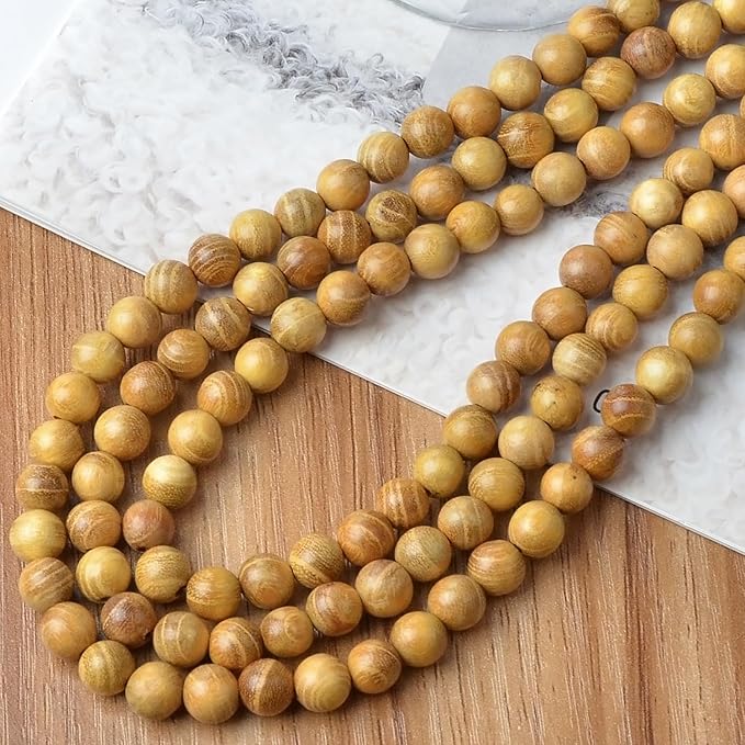 8mm Massive Beads Natural Wooden Round Loose Beads Jewelry Making with Thread 200 PCS(Golden Wood, 8mm)