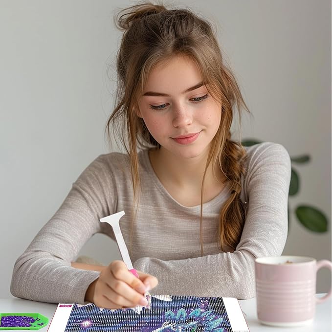SENQAO Hummingbird Diamond Art Kits for Adults, Lotus Diamond Painting Kit for Beginners, Round 5D DIY Diamond Dots Art, Full Drill Painting Kit Art and Crafts for Adults Home Wall Decor 12x16inch