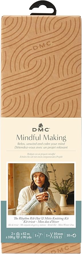 DMC Mindful Making Rhythm Rib Hat & Mitts Knitting Kit