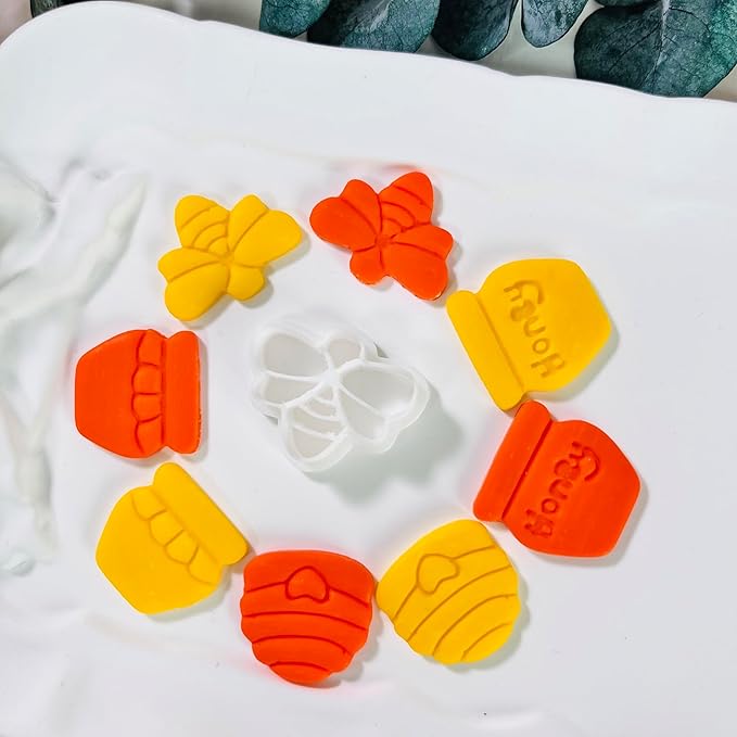 Xaekicr Honey Bee Clay Cutters Set - 4 pcs Polymer Clay Molds for Earrings, Honey Jar and Beehive Clay Tools for Jewelry Making