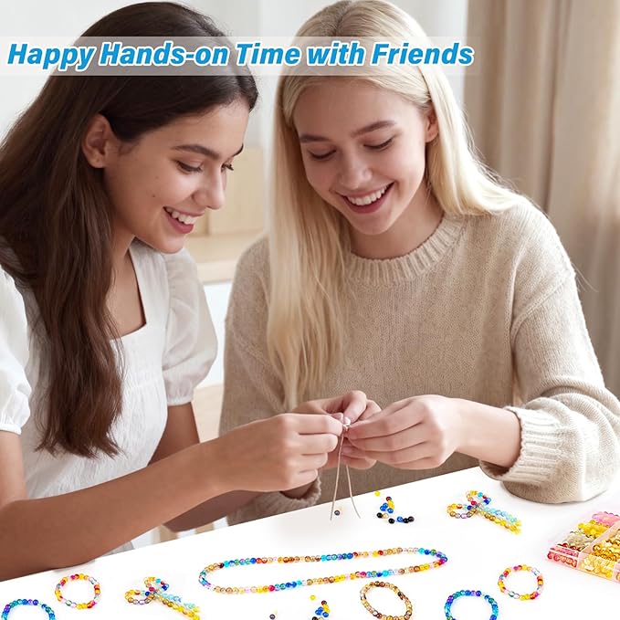 XSEINO About 1200pcs 6mm Crack Glass Beads Bracelet Making Kit,24 Style Crack Sunshine Yellow Series Colorful Crystal Beads for Jewelry Bracelet Making,DIY Crafts,Friendship Bracelets,Necklaces