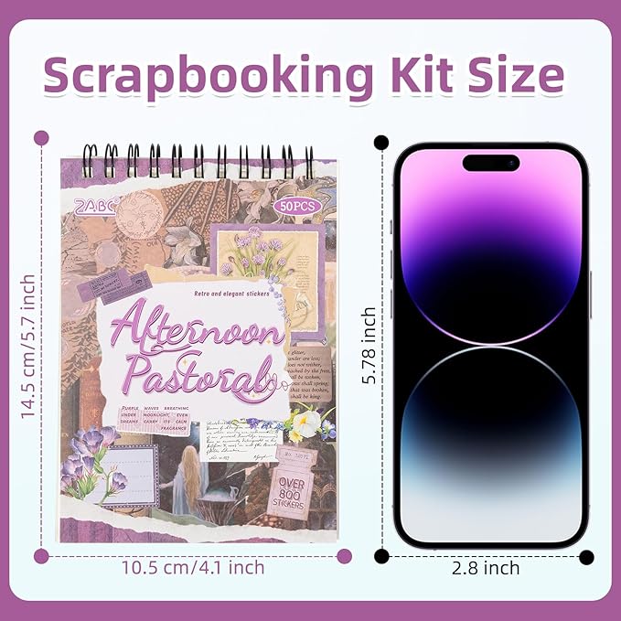 Uideyvi Pastoral Series Sticker Scrapbooking Supplies for Junk Journal, 25 Sheets Washi Stickers and 25 Sheets PET Stickers(TZ-010-003)