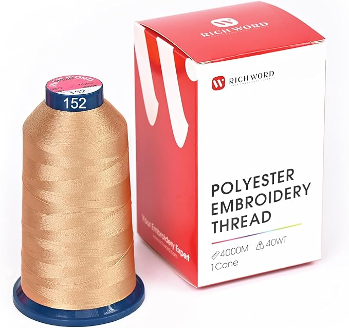 Poolin Embroidery Machine Thread Richword Selected Brown 4000M 40WT Polyester Embroidery Thread – Smooth, Strong Single Spool for Home & Commercial Machines 0152
