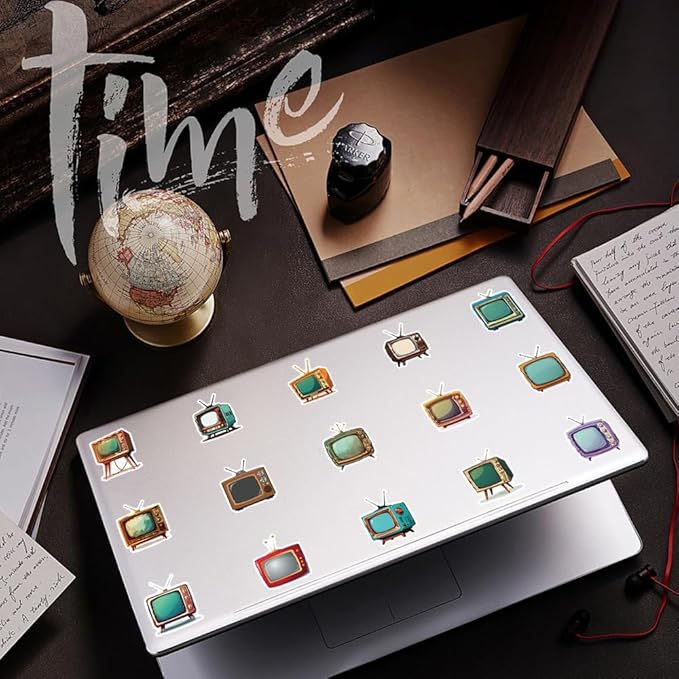 50 Pcs Retro TV Stickers, 1.5-3 Inches Vintage Television Decals, Waterproof Vinyl Stickers for Scrapbooks, Laptops, Home Decor, Ideal for Kids Adults(Television)