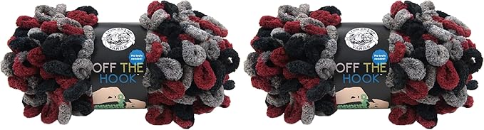 Lion Brand Yarn Off the Hook Yarn, Bulky No-Needle Craft Yarn for Crocheting, Hand-Knitting Yarn, 2-Pack, Dark & Stormy