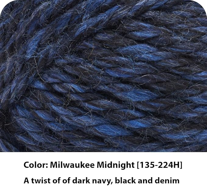 Lion Brand Yarn Hometown Yarn, Super-Bulky Yarn for Knitting, Crocheting, and Crafting, 1 Pack, Milwaukee Midnight
