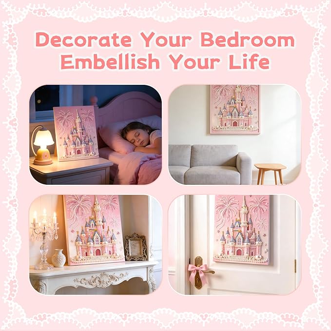 2026 New DIY Castle Beaded Art Kit - Castle Pearl Painting Kit, Plastic Pearl Art Craft for Adults and Beginners, Home Wall Decor, Valentine's Day Gift