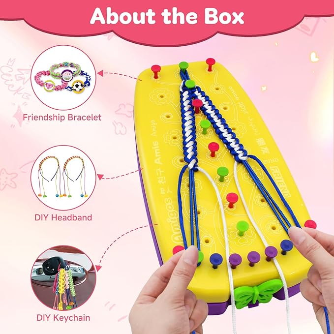 suu66 friendship bracelet making kit for kids girls 6-12 years old - diy craft kit for bracelets, headbands, keychains, creative birthday gifts (yellow)