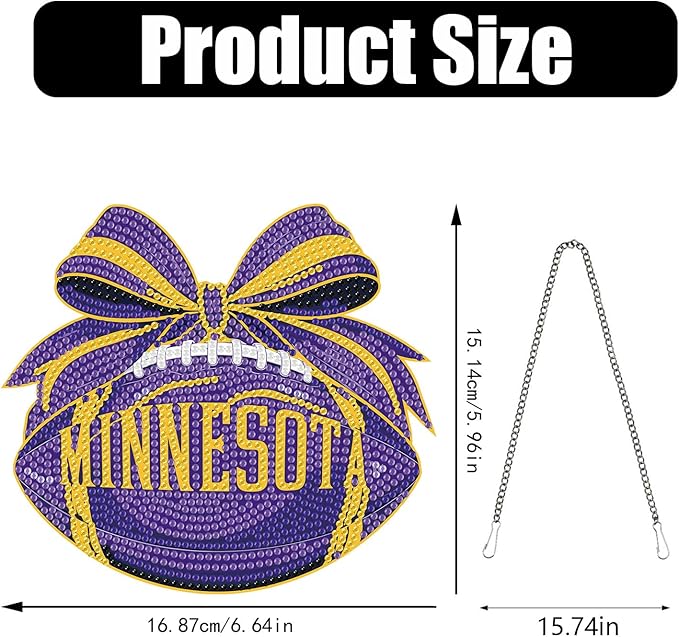 Rertcioph Football Diamond Art Hanging Kit for Adults, DIY Acrylic 5D Diamond Painting Hanging Ornament for Minnesota Home Wall Decor and Gift