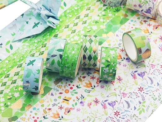 YUBBAEX Poetic Gold Washi Tape Set VSCO Floral Silver Foil Masking Tape Decorative for Arts, DIY Crafts, Journal Supplies, Planners, Scrapbook, Card/Gift Wrapping -15mm- (Willow 12 Rolls)