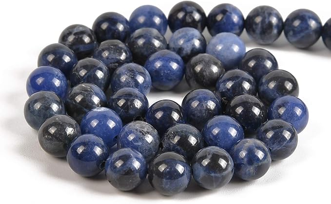 36pcs 10mm Natural Blue Sodalite Gemstone Round Spacer Loose Stone Beads for Jewelry Making 15.5" 1 Strand (Blue Sodalite, 10mm 36Beads)