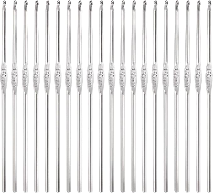 uxcell 20Pcs Crochet Hook Stainless Steel 1.9mm US Size 5 Metal Knitting Needles for DIY Craft Lace Yarn