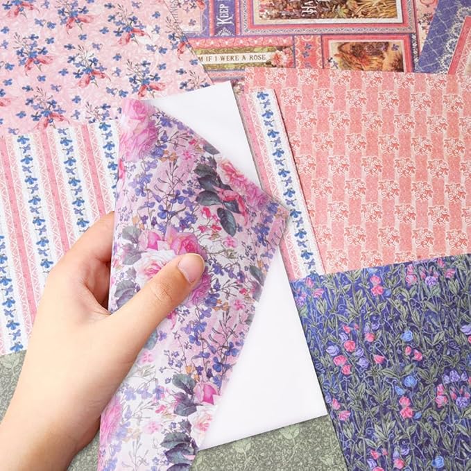6x6” 160gsm cardstock Single Sided Scrapbooking 24 Papers Pad vintage decoupage scrapbook kit patterned paper junk journal supplies journaling supply scrap paper crafting Garden Plants