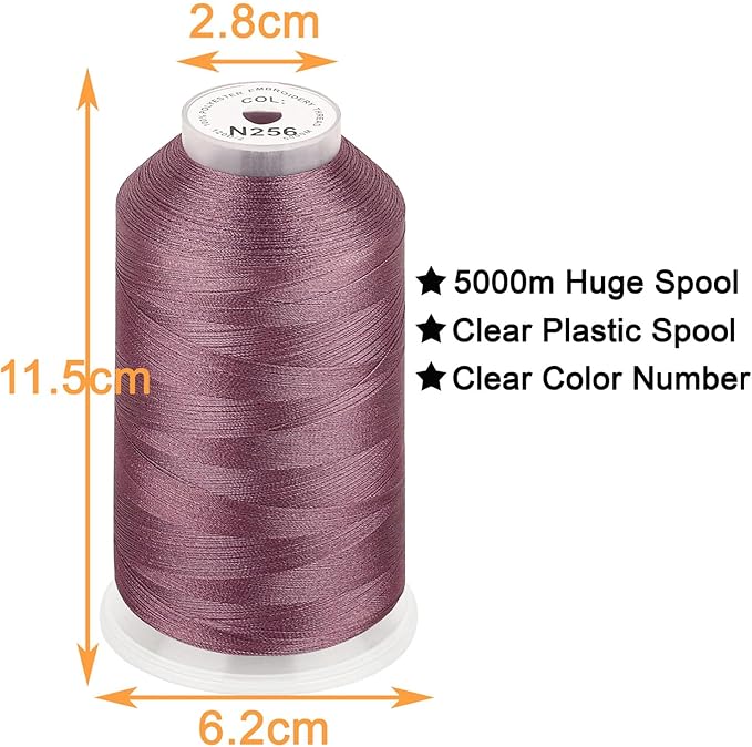 New brothread - Single Huge Spool 5000M Each Polyester Embroidery Machine Thread 40WT for Commercial and Domestic Machines - Salmon(Janome Color)