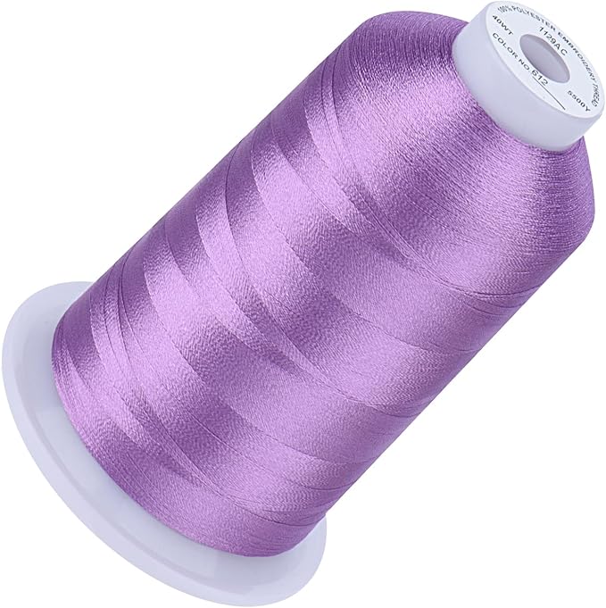 Simthread 5500Yds Embroidery Thread, 5000M High-Yardage 40WT 100% Polyester Thread – 170+ Vivid Colors, High-Speed Rated – Compatible with Brother, Singer, Janome & More - Lilac 612