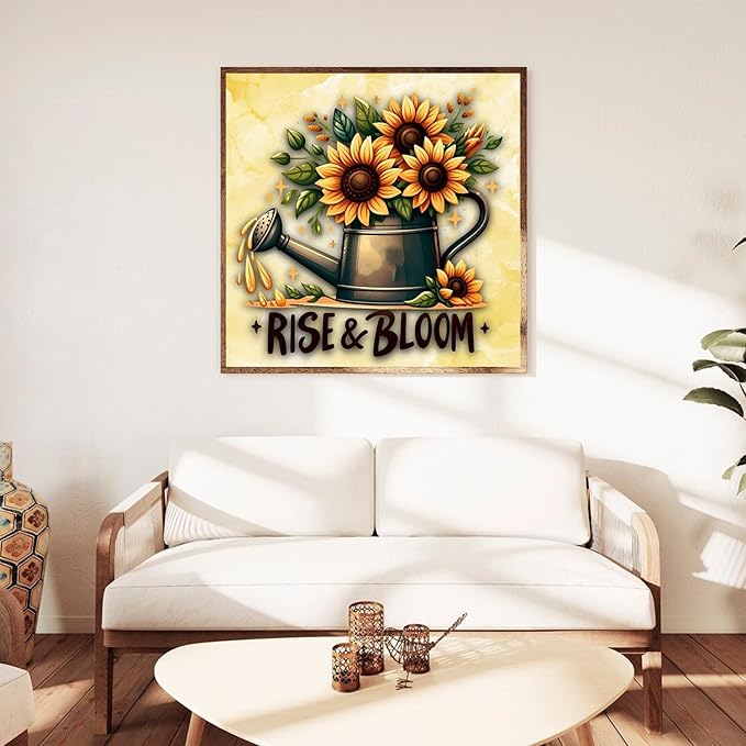 igoodom Diamond Art Kits for Adults, Sunflower Diamond Painting Kit, Full Drill Round Sunflower Diamond Art Kits, DIY Gem Art and Crafts for Home Wall Decor Gift 14x14inch