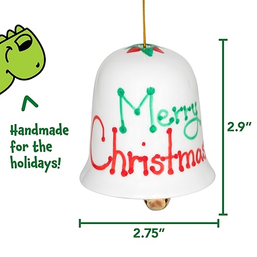 READY 2 LEARN Christmas Crafts - Design Your Own Porcelain Bells - Craft Kit for Kids - Christmas Tree Decorations - All Materials Included, Green,Red, Set of 3