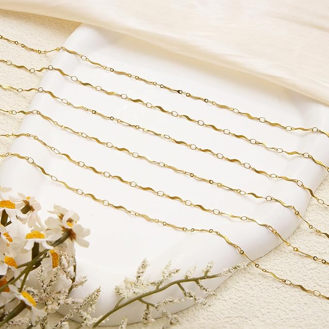 5 Meters Chains for Jewelry Making Stainless Steel Stick Chain Bulk for Women and Men Necklace DIY Chain Roll
