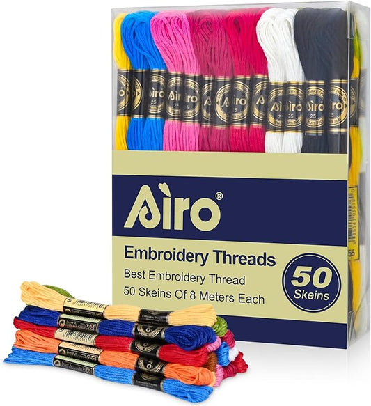 50 Skeins Embroidery Floss - 50 Color Rainbow Cross Stitch Thread, 26.3ft Each Skein Embroidery Cotton Thread for Cross Stitch, Embroidery, Craft Floss, Bracelet Making (50)