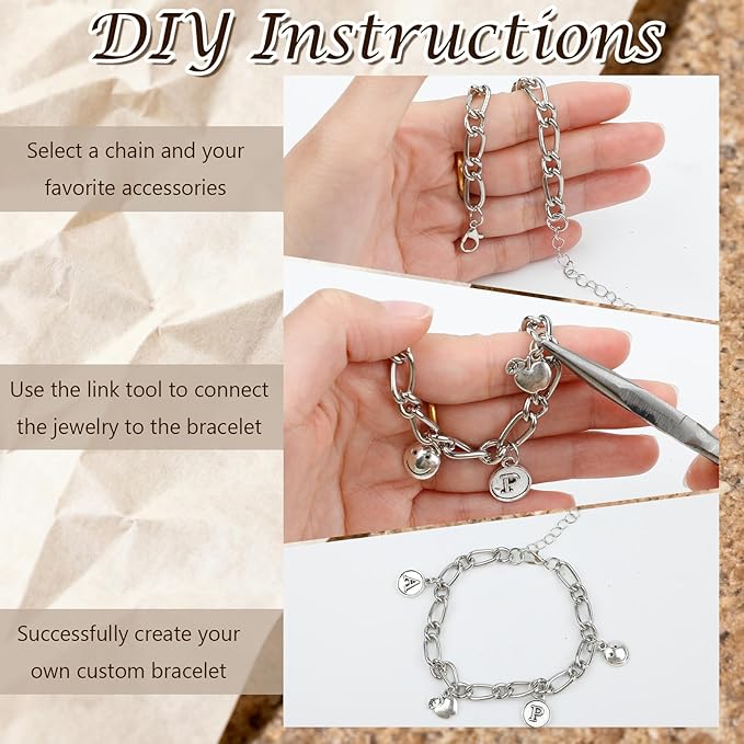 Sumalon 20 Pcs 18K Gold Plated Bracelet Chain Kit, Paperclip Alloy Link Fit Clip with Lock, Bracelet Charm for Women DIY Jewelry Making (Gold and Silver)