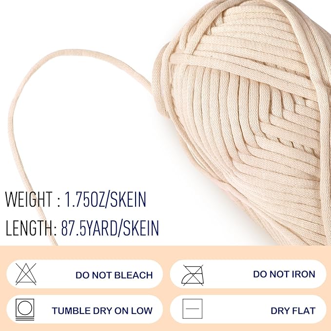 Timgle 18 Pack Beginners Crochet Yarn Cotton Yarn for Crocheting and Knitting with Easy to See Stitches Cotton Nylon Blend Yarn for Crochet Kit Making(Nature Colors)
