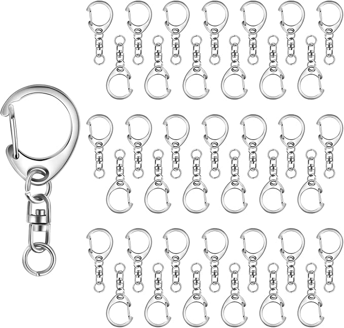 Roctee 50 pcs Lobster Clasp Key, Keychain Clip, Swivel Clasps Lanyard Snap Hook, DIY Crafts Key Chain, Lobster Claw Clasp (Silver)