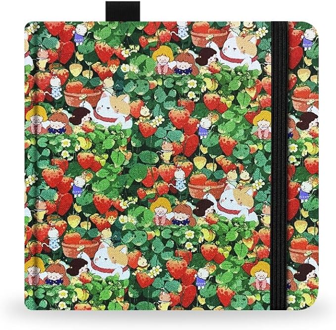 Square 5.1X5.1 300gsm Fine Textures Watercolor Journal Hardbound 40pgs(20 Sheets) Travel Size for Calligrapher Colored Pencil Watercolor Sketch Handmade Cloth Cover Notebook Strawberry Cat