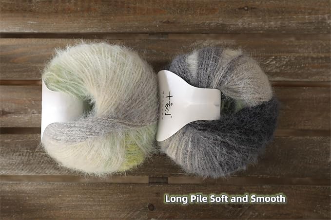 Snowbaby Wool Acrylic Blend Long Pile Yarn,(Worsted) Luxurious Fuzzy Multicolor Gradient Yarn for Knitting and Crocheting Hat Scarf Sweater, 2 * 3.52oz/100g 207yds(54-River of Forgetfulness)