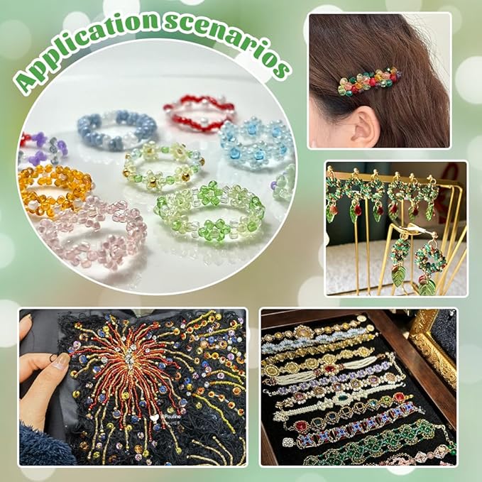 PH PandaHall About 1900 Pcs 6/0 Multicolor Beading Glass Seed Beads 8 Colors Round Pony Bead Mini Spacer Czech Beads Diameter 4mm for Jewelry Making