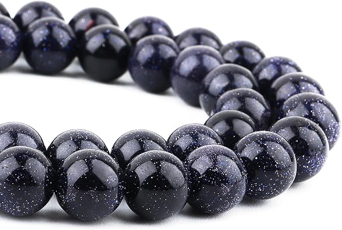 Stone Beads for Jewelry Making - 8mm Gemstone Round Beads for Bracelets(45-47pcs, Blue Sand)