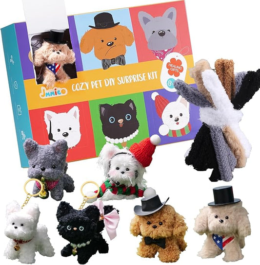 JMMICO 71 PCS Pipe Cleaner Craft Kit for Kids- DIY Animal Puppy Kit with Video Tutorial, Creative Gifts, Kids Classroom Prizes, Arts and Crafts for Kid, Gifts for 8+ Year Old Girls