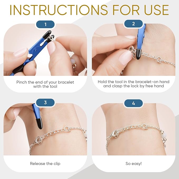 Mission Gallery Bracelet Helper Tool - Fastener Helper Tool for Bracelet, Necklace, Jewelry, Watch - Clip, Clasp Helper - Easy to Put on Yourself, Portable, Made of Metal, Blue