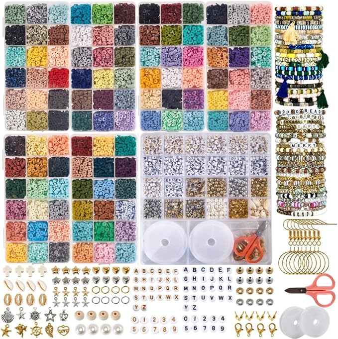 Box-O-Beads Earth Tones Clay Beads Bracelet Making Kit with 23550 Pieces - Premium Jewelry Making Kit Featuring 108 Unique Colors - Perfect Friendship Bracelet Gift for Girls and Teens