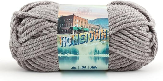 Lion Brand Yarn Hometown Yarn, Super-Bulky Yarn for Knitting, Crocheting, and Crafting, 1 Pack, Gray