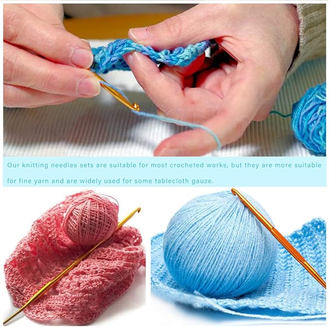 40 Pcs Double End Crochet Hook Set, Include 10 Pcs Golden Aluminum Crochet Needles, 10 PCS Knitting Crochet Markers Ring, 20 PCS Knitting Stitch Markers for Craft DIY