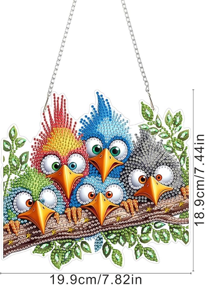 ZeeLionArt Hanging Diamonds Art kit for Adult,Bird Pendant Diamonds Painting Art Kit,7.8x7.4inch Acrylic Diamonds Painting Board Kit Ornament, Special Crystal Diamond Hanging Ornament