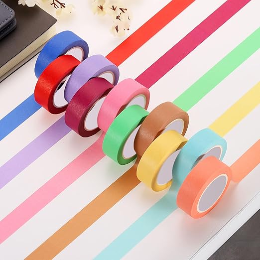 uxcell 2 Rolls Colored Washi Tape, 11 Yards x 0.6" Colored Masking Tape Painters Tape, Decorative Masking Tape for Arts & Crafts Labeling DIY Scrapbooking Gift Wrapping, Red