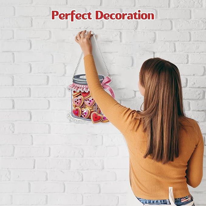 GHHKUD Cookies Gifts Diamond Art Hanging Kit for Adults, DIY Double Sided Diamond Painting Hanging Valentines Kits Adults, Special Shaped Acrylic Ornaments Pendants for Window Home Garden Wall