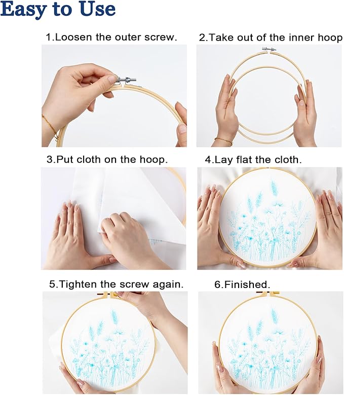 Crafmanoe Flower Embroidery Kits for Beginners Adults, Hand DIY Embroidery Starter Kits, Floral Stamped Cross Stitch Kits for Beginners Adults Craft Kits for Women, Embroidery Hoops, Fabric and Thread