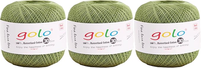 golo 3 Balls Crochet Thread Size 30 Embroidery Thread Yarn for Hand Kniting Yarn for Tatting 203
