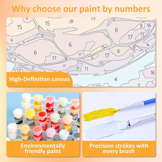 Paint by Numbers Kit for Kids with Frame, Sea Turtle Paint by Numbers for Kids Ages 4-8-12, DIY Turtle Acrylic Oil Painting for Home Wall Art Decor Gift 7.8x7.8 inch (with Frame Easel)